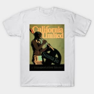 Visit American Indian Natives California Limited Santa Fe Vintage Railway Travel T-Shirt